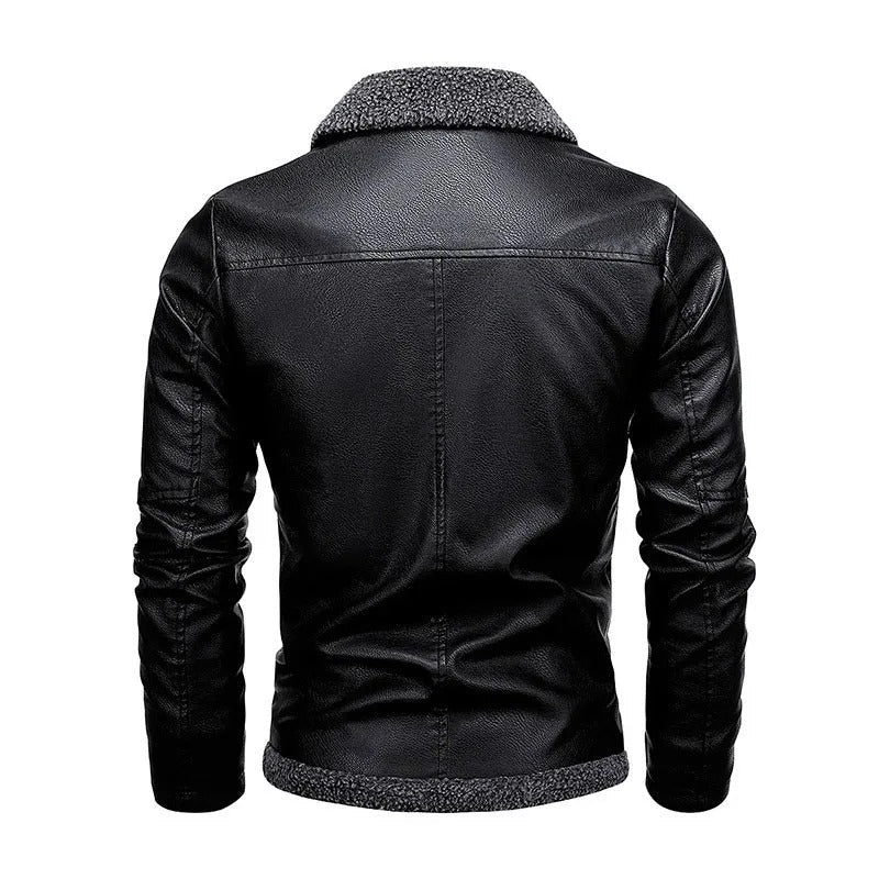 Elegant Leather Fleece Jacket