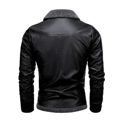 Elegant Leather Fleece Jacket