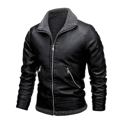 Elegant Leather Fleece Jacket