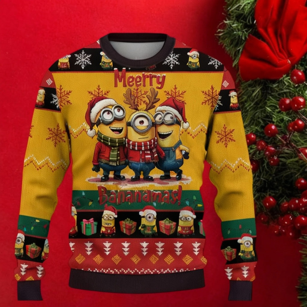 Minions Christmas Tree Christmas Knitted Sweater