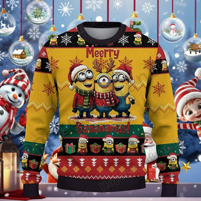 Minions Christmas Tree Christmas Knitted Sweater