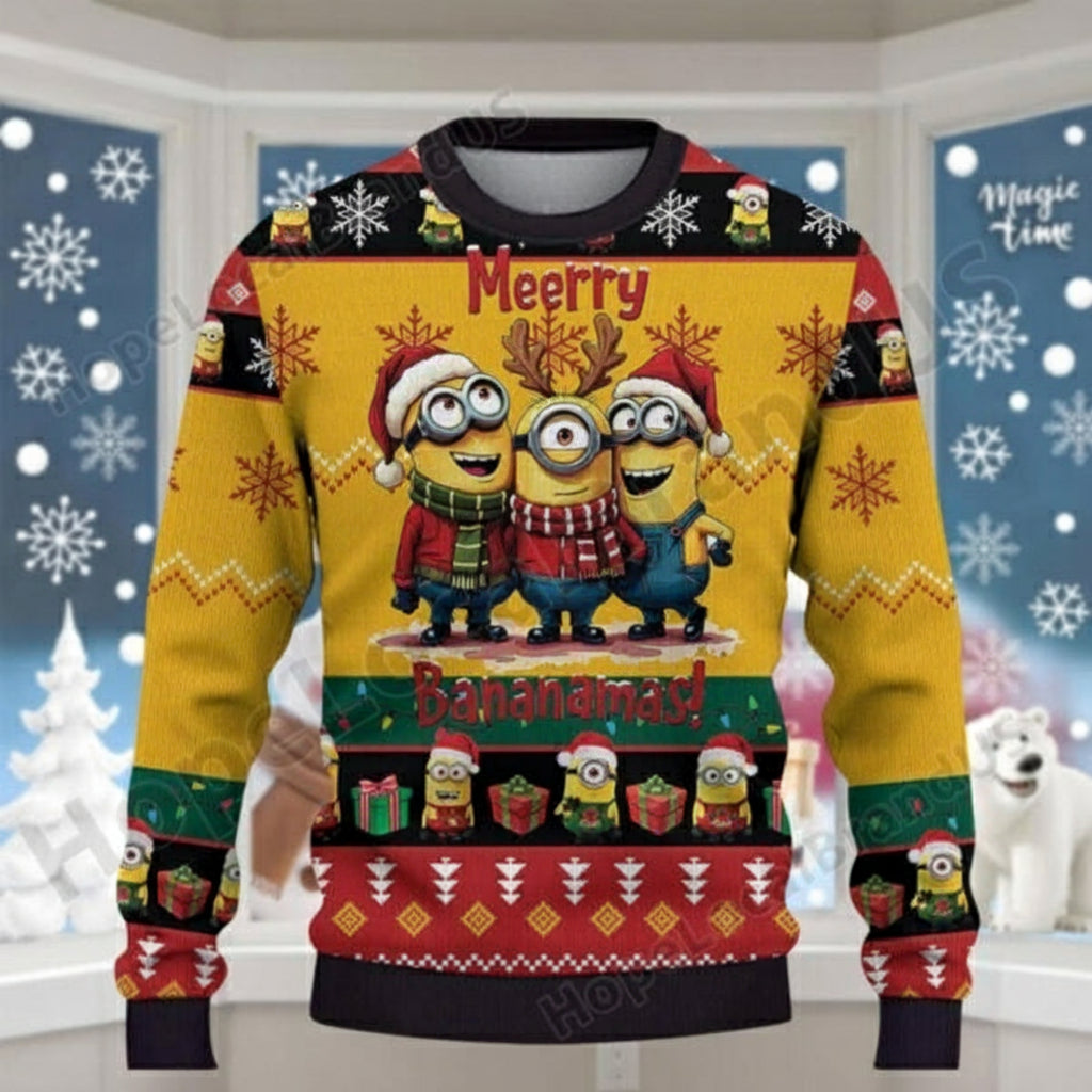 Minions Christmas Tree Christmas Knitted Sweater